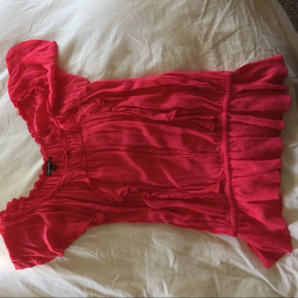 Express Pink Ruffle Shirt